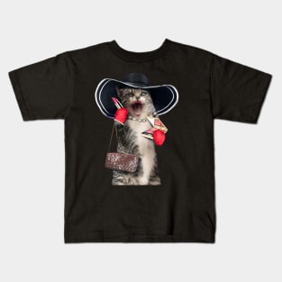 Cat Wearing Makeup Kids T-Shirt